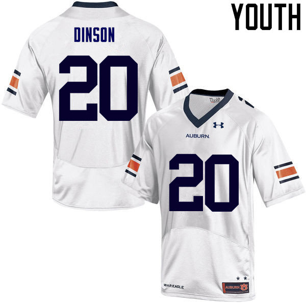 Youth Auburn Tigers #20 Jeremiah Dinson White College Stitched Football Jersey